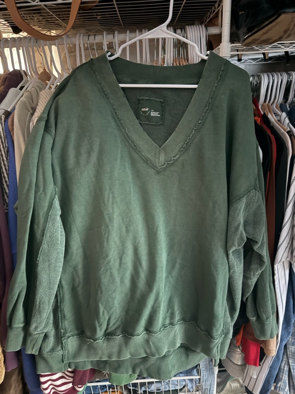 aerie Olive Green V-Neck Sweater